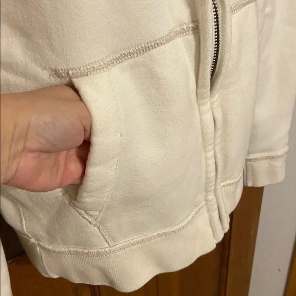 Abercrombie & Fitch Y2K Muscle Off white Full Zip up Hoodie Size Medium - Picture 6 of 13